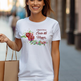 Quinceanera Corte de Honor Elegante Rote Rose Flor T-Shirt