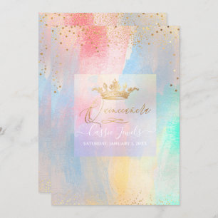 Quinceanera Cotton Candy Watercolor Brushstrokes Einladung
