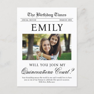 Quinceañera Court Vorschlag Zeitung Postkarte