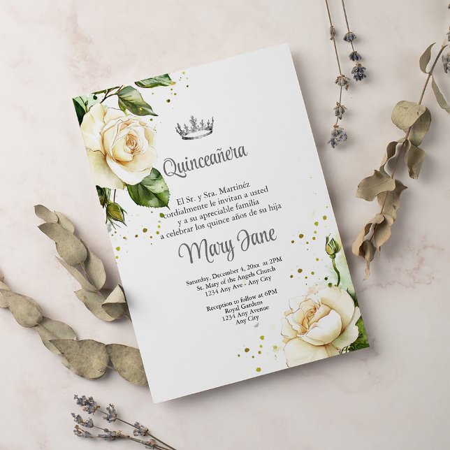 Quinceanera Crown Spanisches Party Einladung (Von Creator hochgeladen)