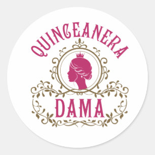 Quinceanera Dama Runder Aufkleber