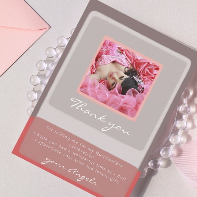 Quinceañera danke Ihnen Karte mit Foto (Von Creator hochgeladen)