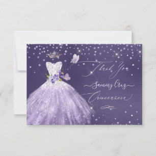 Quinceanera Dankeschön Dusty Purple Glitzerkleid Einladung