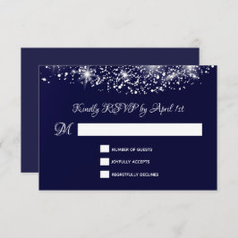 Quinceañera Deep Blue Starry Night Sky RSVP Karte