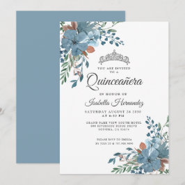 Quinceanera Dusty Blauer Blumengarten Einladung