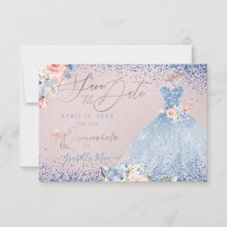 Quinceanera Dusty Blue Gown Einladung