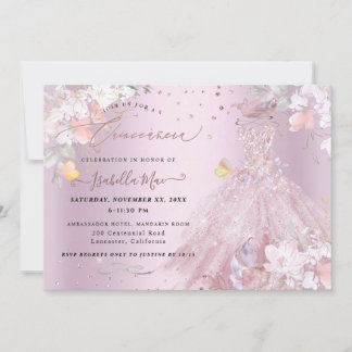 Quinceanera Dusty Rose Glitzer Platterbsen Einladung