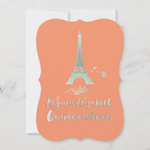 Quinceanera/Eiffel/Mint/DIY bckgrand/Princess/Kron Einladung