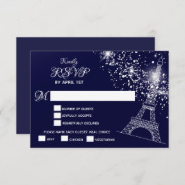 Quinceañera Eiffel Tower Starry Night Sky RSVP Karte