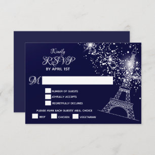 Quinceañera Eiffel Tower Starry Night Sky RSVP Karte