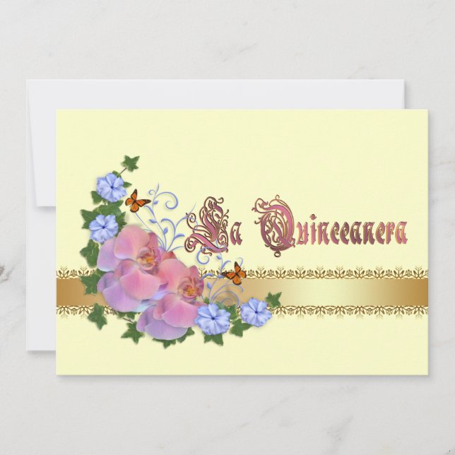 Quinceanera Einladung 15. Geburtstag elegant (Vorderseite)