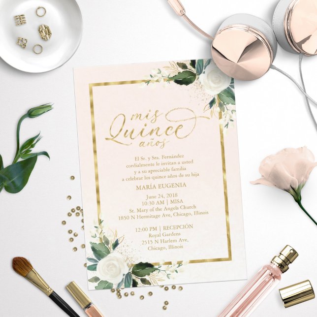 Quinceanera Einladung Bilingual Pink Gold Foil (Von Creator hochgeladen)