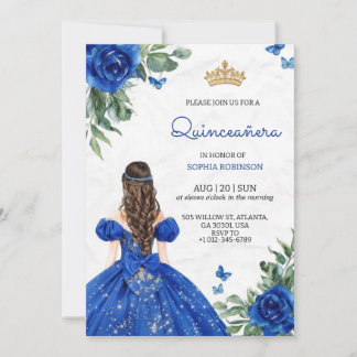 Quinceanera-Einladung ein Mädchen mit blauem Kleid Einladung
