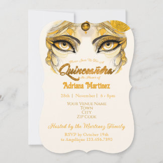 Quinceañera-Einladung Gold Glitter Einladung