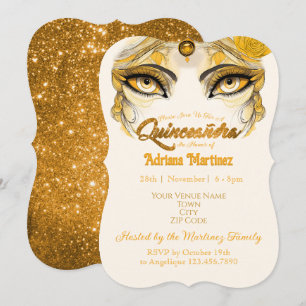 Quinceañera-Einladung Gold Glitter Einladung