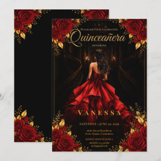 Quinceanera-Einladung lesen und goldene Einladung