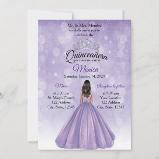 Quinceañera Einladung Lila und silber