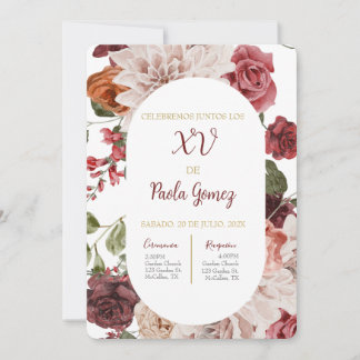Quinceanera Einladung mit bunten Blume