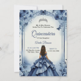 Quinceanera-Einladung mit einem Mädchen im blauen  Einladung