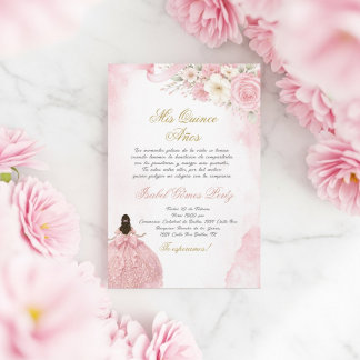 Quinceanera-Einladung rosa Coquette auf Spanisch Einladung