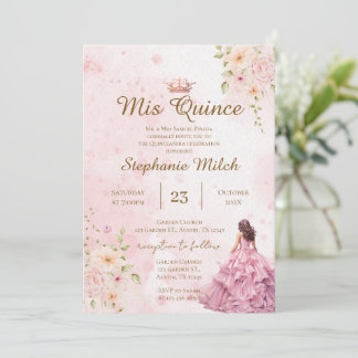 Quinceanera-Einladung rosa floral Einladung