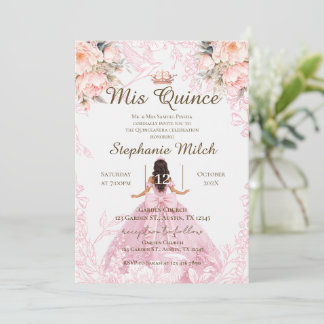 Quinceanera-Einladung rosa floral Einladung