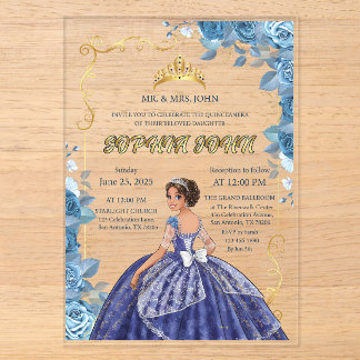 Quinceanera-Einladung Smaragdblauer Acrylanzug Acryleinladungen