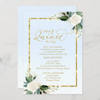Quinceanera Einladung Spanisch Blue Gold Foil