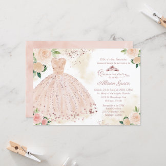 Quinceanera Einladung Spanisch Blush Rose Gold