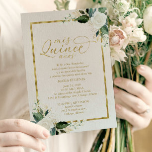 Quinceanera-Einladung Spanisch Rosa Goldfolie Einladung