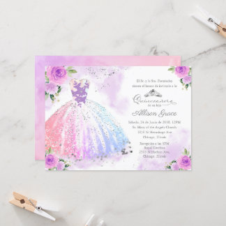 Quinceanera Einladung Spanisches Pastellfarbengel