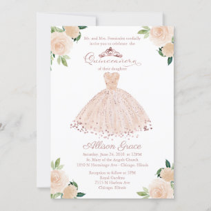 Quinceanera-Einladung Zweisprachig Rosa Schamröte Einladung