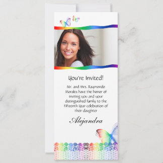 Quinceanera Einladungen Butterfly-Lace Regenbogen