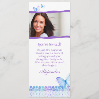 Quinceanera Einladungen Butterfly Lila Blue
