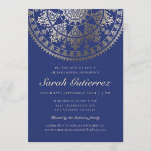 Quinceañera Einladungs-Goldfolien-SolarMandala Einladung