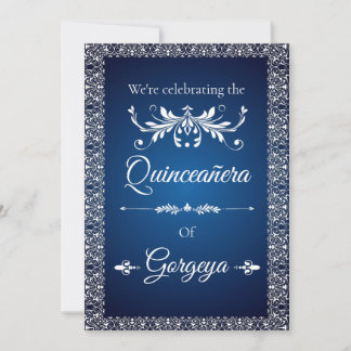 Quinceañera-Einladungskarte (navy) Einladung