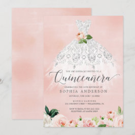 Quinceañera Elegant Blumenkleid 15. Geburtstag Inv Einladung