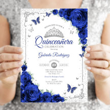 Quinceanera Elegant Chic Königlich Blaue Rosen Sil