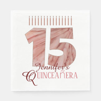 Quinceanera Elegant Pink Candle15. Geburtstagspart Serviette