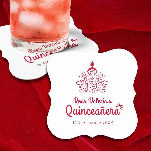 Quinceañera Elegant Red Untersetzer (Von Creator hochgeladen)