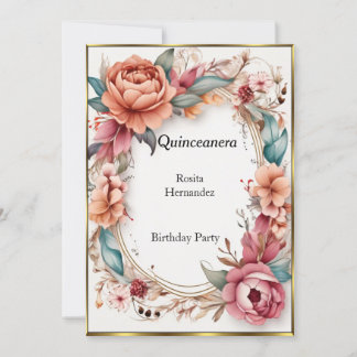 Quinceanera Elegantes Blumenmuseum Geburtstagspart Einladung