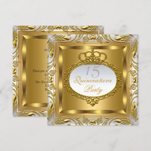 Quinceañera Elite Elegant Gold Silber Geburtstag Einladung