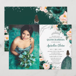 Quinceañera Emerald Green Blush Einladung