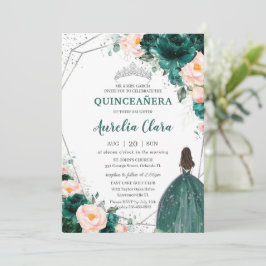 Quinceañera Emerald Green Blush Einladung