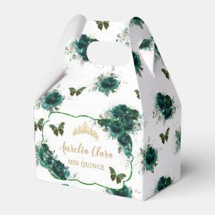 Quinceañera Emerald Green Floral Butterfliegen Tia Geschenkschachtel