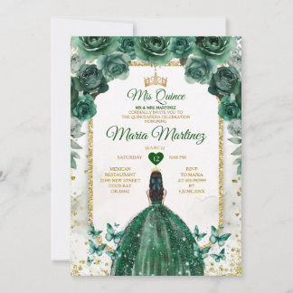 Quinceañera Emerald Green & Gold Crown Geburtstag Einladung