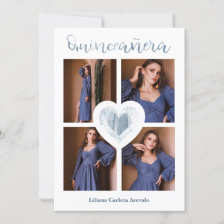 Quinceañera Español Tendencia Corazón Azul 4 Fotos