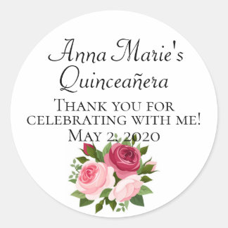 Quinceañera-Etiketten mit Rose nach Maß Runder Aufkleber