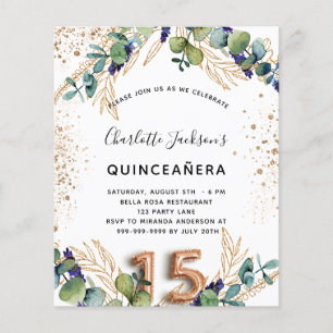 Quinceanera-Eukalyptus-Grün Budget-Einladung Flyer
