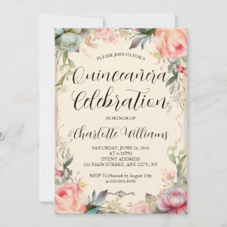 Quinceañera Fairytale Floral 15. Geburtstag Einladung